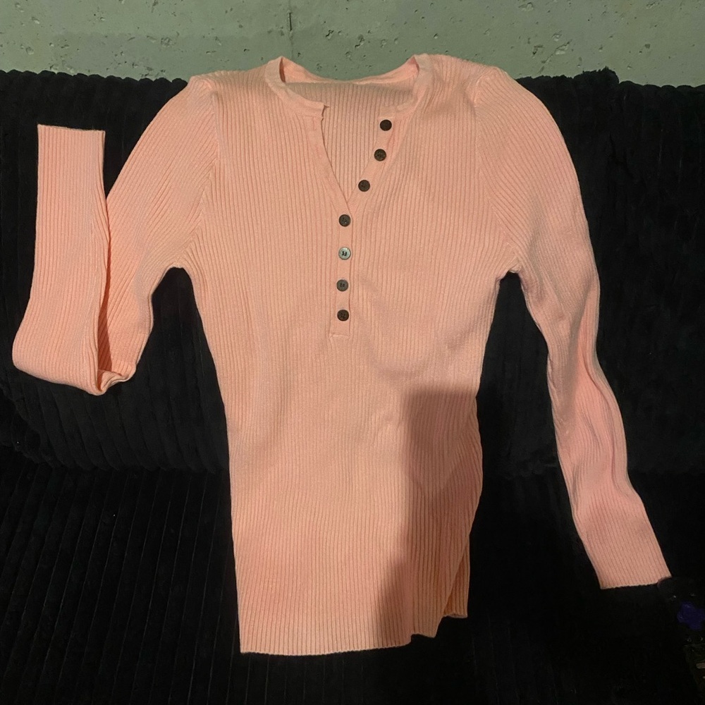 Women's Pink Button-Up Sweater